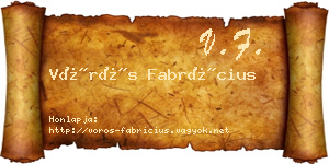 Vörös Fabrícius névjegykártya
